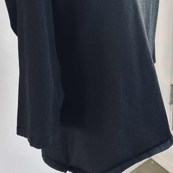 Nygard Collection Black Rayon-Blend Top with Chiffon Rosette Neckline – US L/XL - Picture 2 of 10